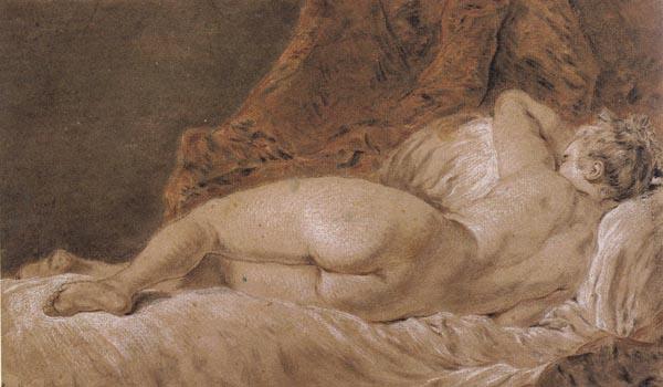 Francois Boucher Reclining female Nude seen from behind oil painting picture